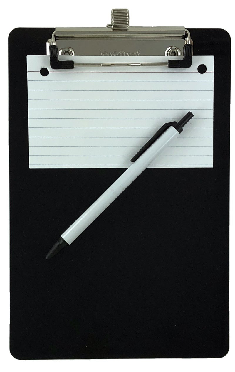 Trade Quest Small Memo Clipboard 6'' x 9'' Pen Holder Clip Plastic (Black) (Pen Included) (Pack of 6) - Image 3